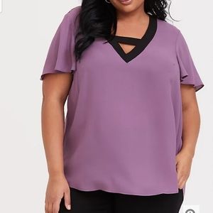 TORRID PURPLE V-NECK GEORGETTE BLOUSE